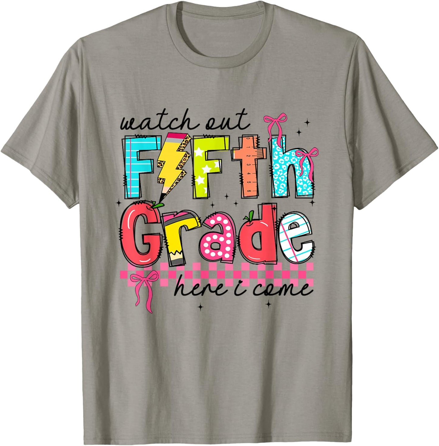 Watch Out Fifth Grade Here I Come First Day of 5th Grade T-Shirt - T-Shirt | Sand