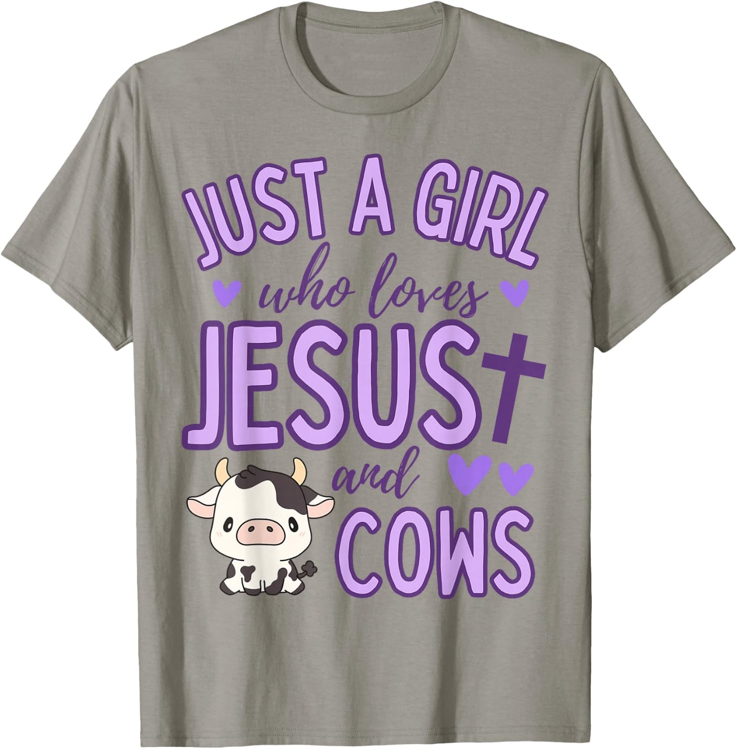 Just A Girl Who Loves Jesus and Cows Christian Cute T-Shirt - T-Shirt | Sand