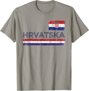 Croatia Hrvatska Flag Zagreb Croatian Jersey Retro T-Shirt - T-Shirt | Sand