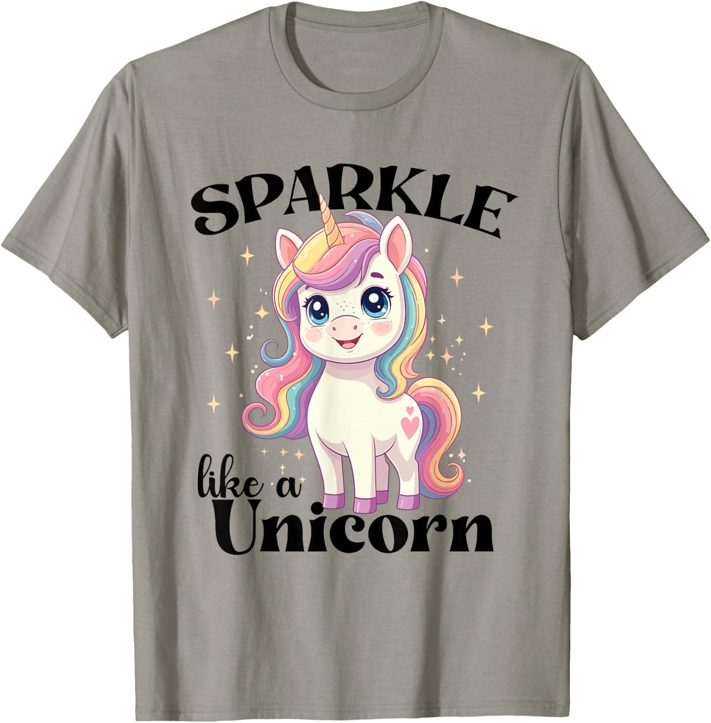 Cute Kawaii Sparkly Unicorn Pastel Magic Rainbow Fantasy T-Shirt - T-Shirt | Sand