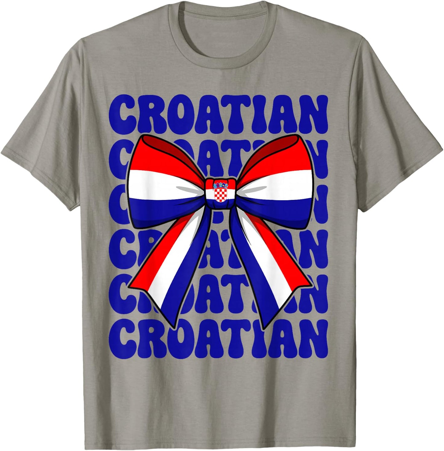 Croatian Girl Coquette Bow Cute Retro Groovy Croatia Flag T-Shirt - T-Shirt | Sand