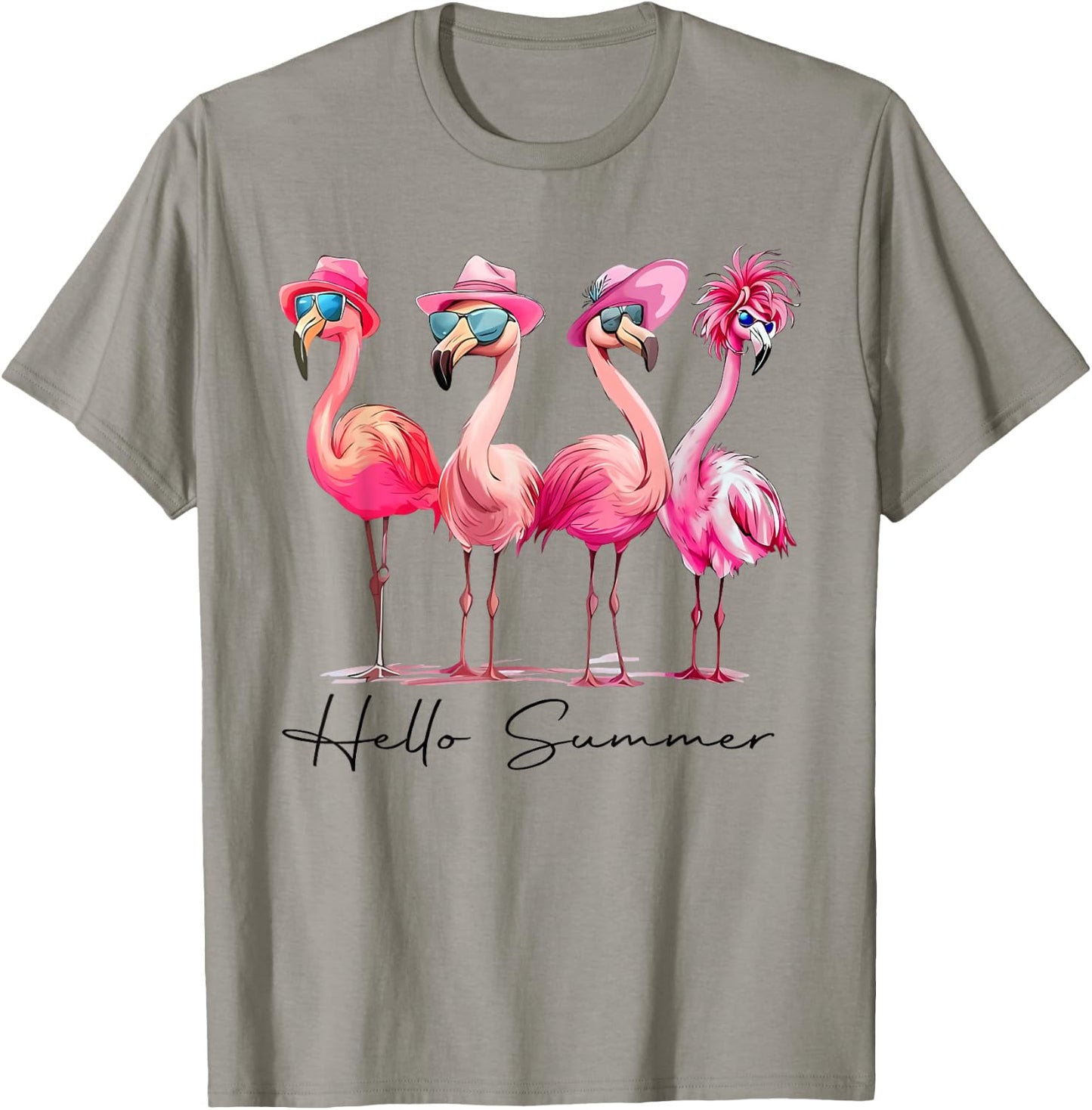 Flamingo Pink Palm Tree Tropical Beach Summer Vacation Women T-Shirt - T-Shirt | Sand