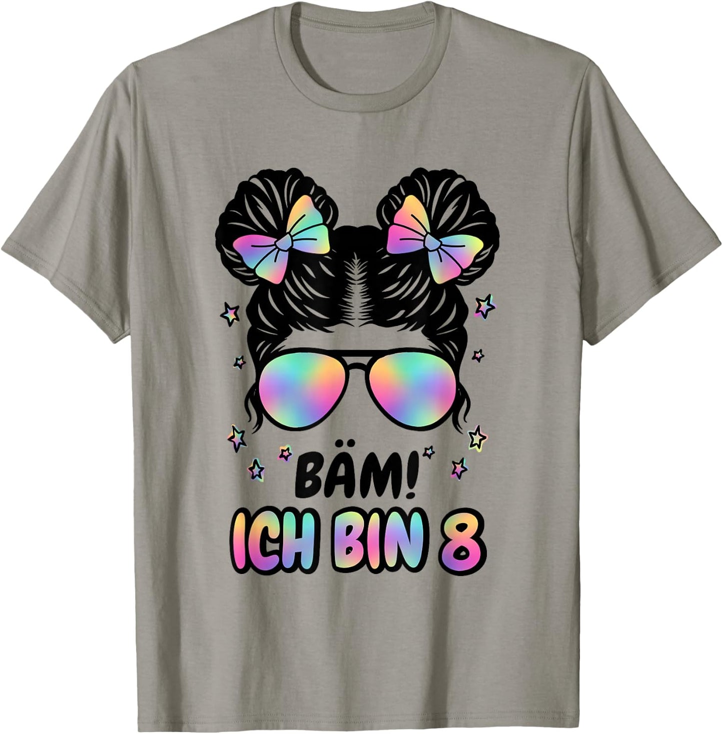 8. Geburtstag Mädchen Messy Bun Bäm! Ich Bin Acht T-Shirt - T-Shirt | Sand