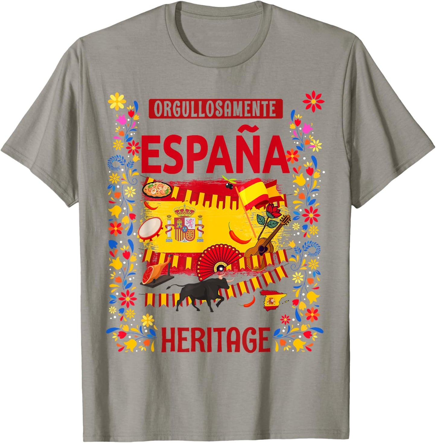 Spanish Flag Outfit Idea , Spanish Flag and Spanish , white, S T-Shirt - T-Shirt | Sand
