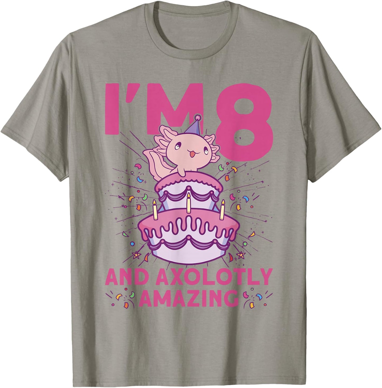 I'm 8 bday Axolotl party cute 8th Birthday Kids Axolotl T-Shirt - T-Shirt | Sand