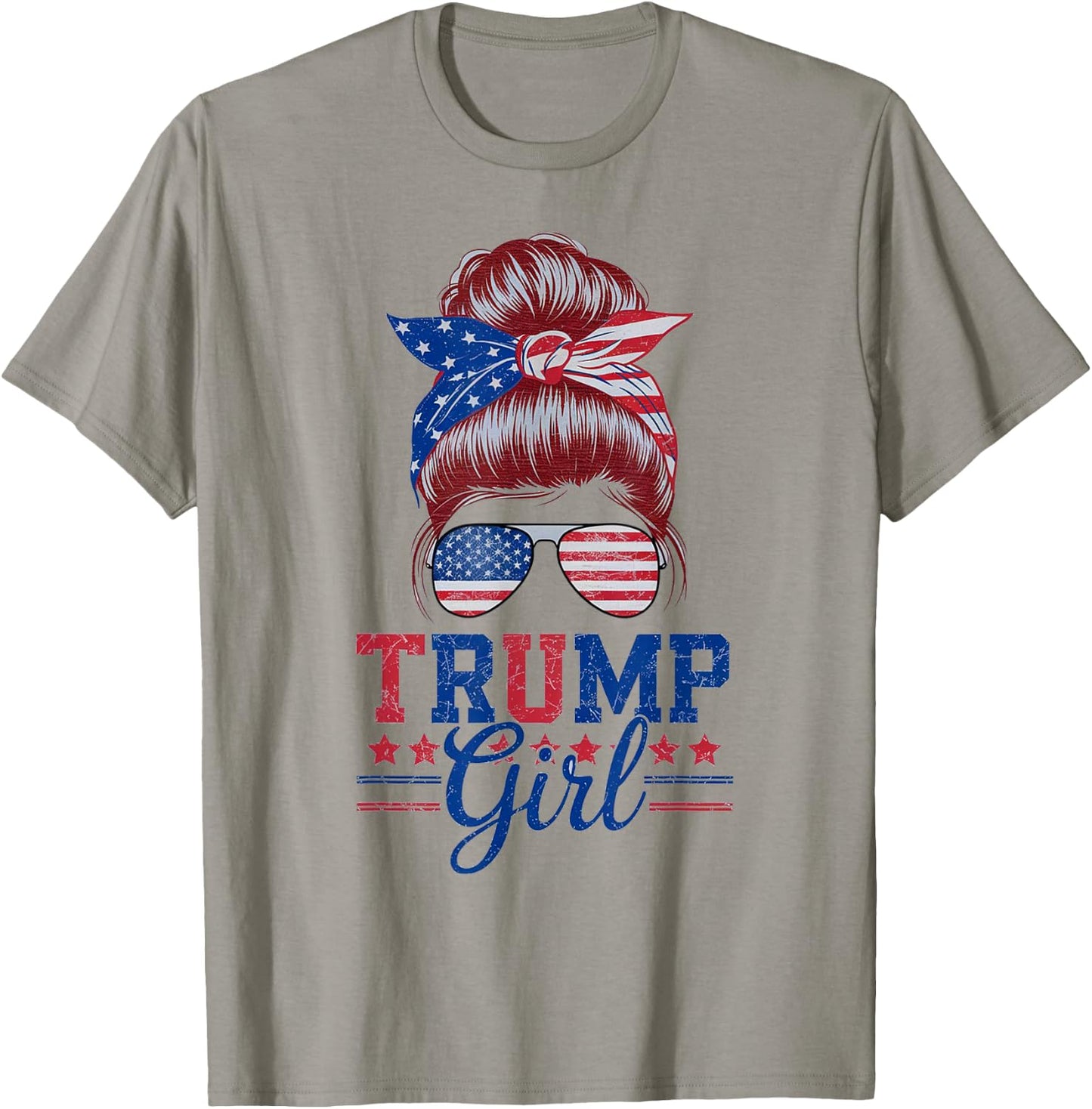 Trump Girl Messy Bun Sunglasses Trump 2024 for Girls and Women T-Shirt - T-Shirt | Sand