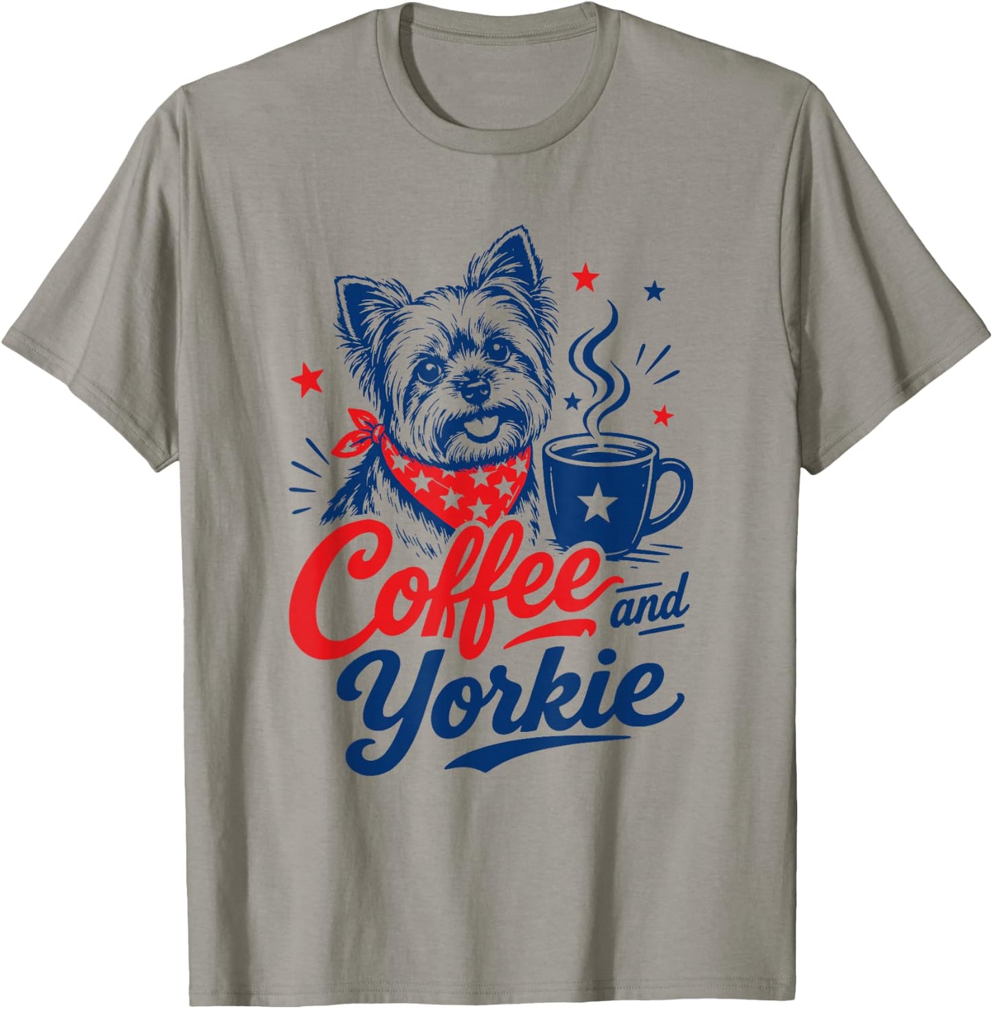 Yorkie Owner Mom Dad Pet Lover Men Women Coffee and Yorkie T-Shirt - T-Shirt | Sand