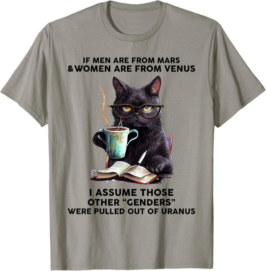 If Men Are From Mars And Women Are From Venus Black Cat T-Shirt - T-Shirt | Sand