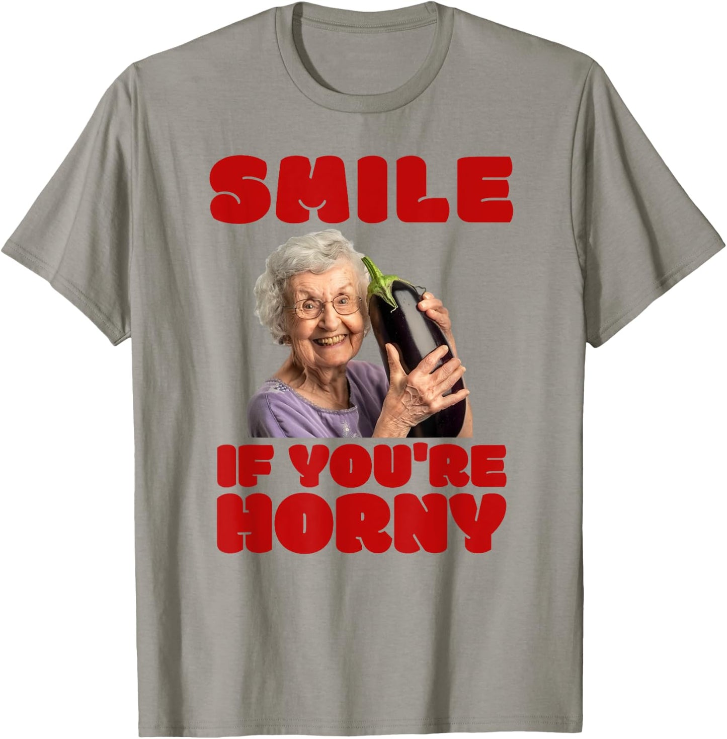 Funny Horny Aubergine Lover Inappropriate Embarrassing , White T-Shirt - T-Shirt | Sand