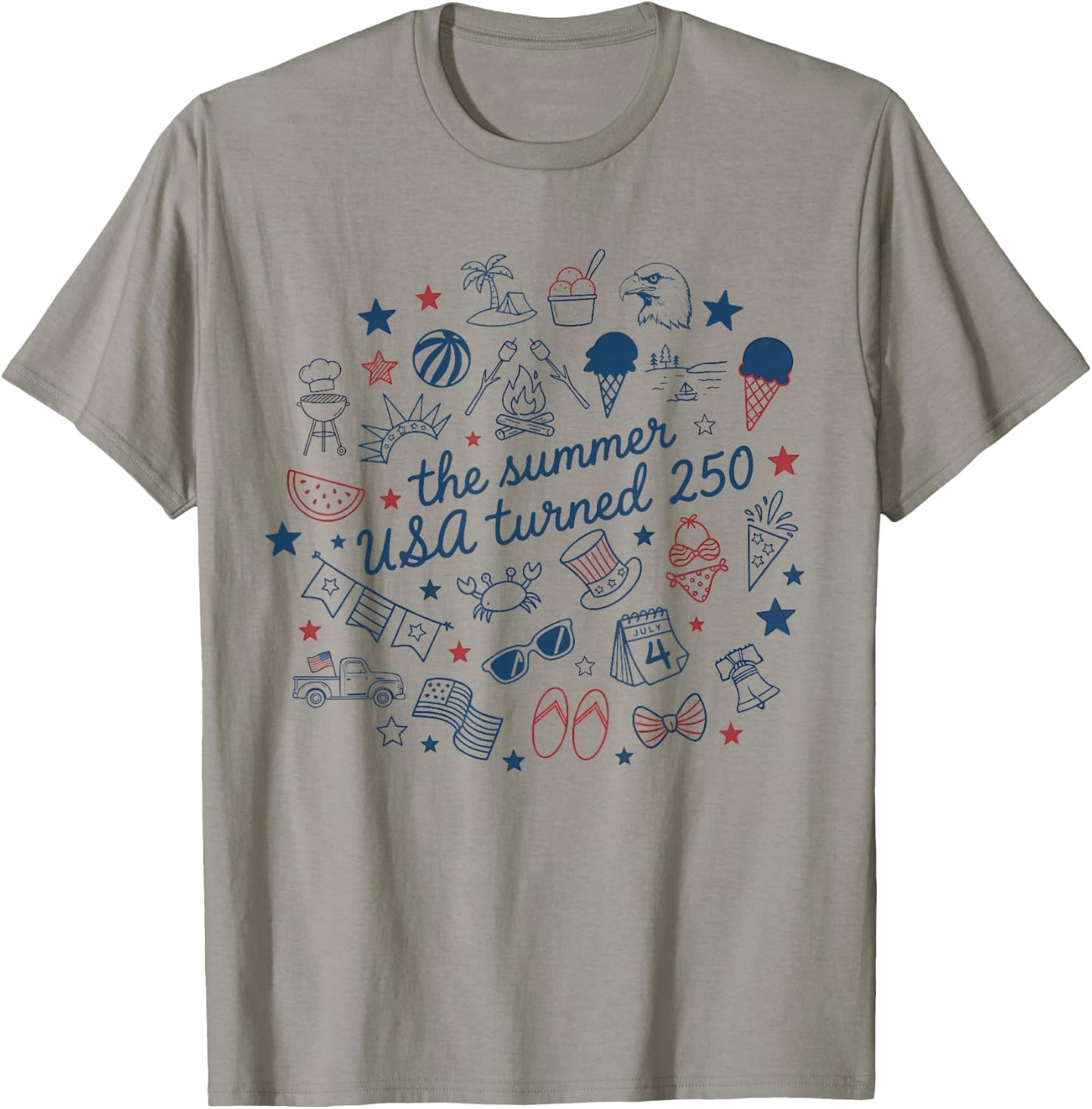Retro The Summer USA Turned 250 America 250th Anniversary T-Shirt - T-Shirt | Sand
