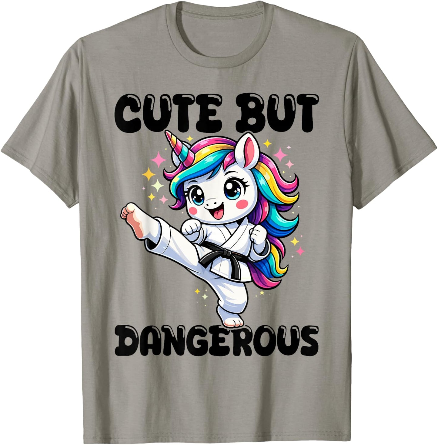 Cute but Dangerous Karate Taekwondo Unicorn Karate Girl T-Shirt - T-Shirt | Sand