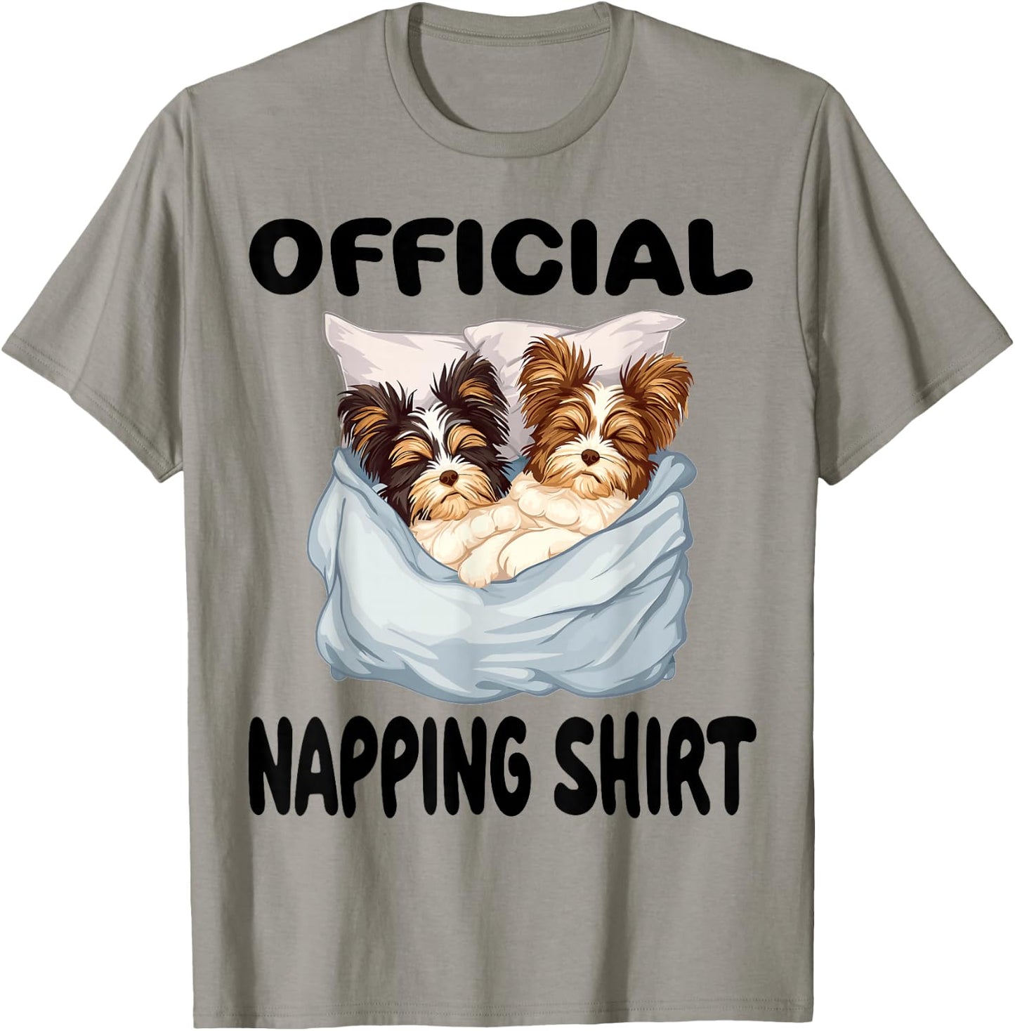 Biewer Terrier Dog Official Napping shirt Pajamas Nightgown T-Shirt - T-Shirt | Sand