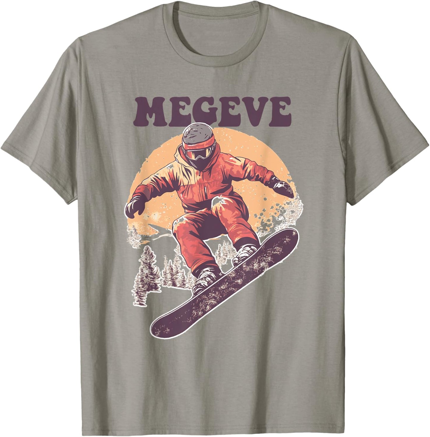 Snowboard Retro Megève France , white, S T-Shirt - T-Shirt | Sand