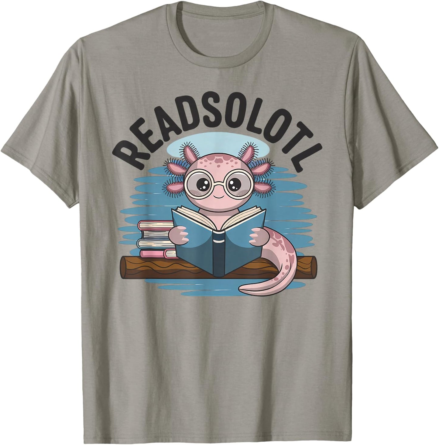 Readsolotl Funny Book Lover Reading Axolotl Kids Reader T-Shirt - T-Shirt | Sand