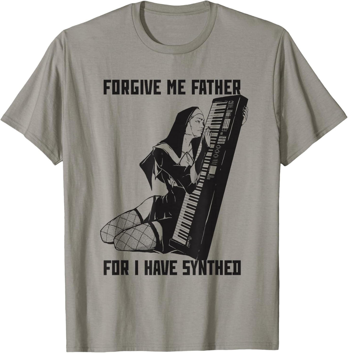 Forgive Me Father For I Have Synthed Synthesizer T-Shirt - T-Shirt | Sand