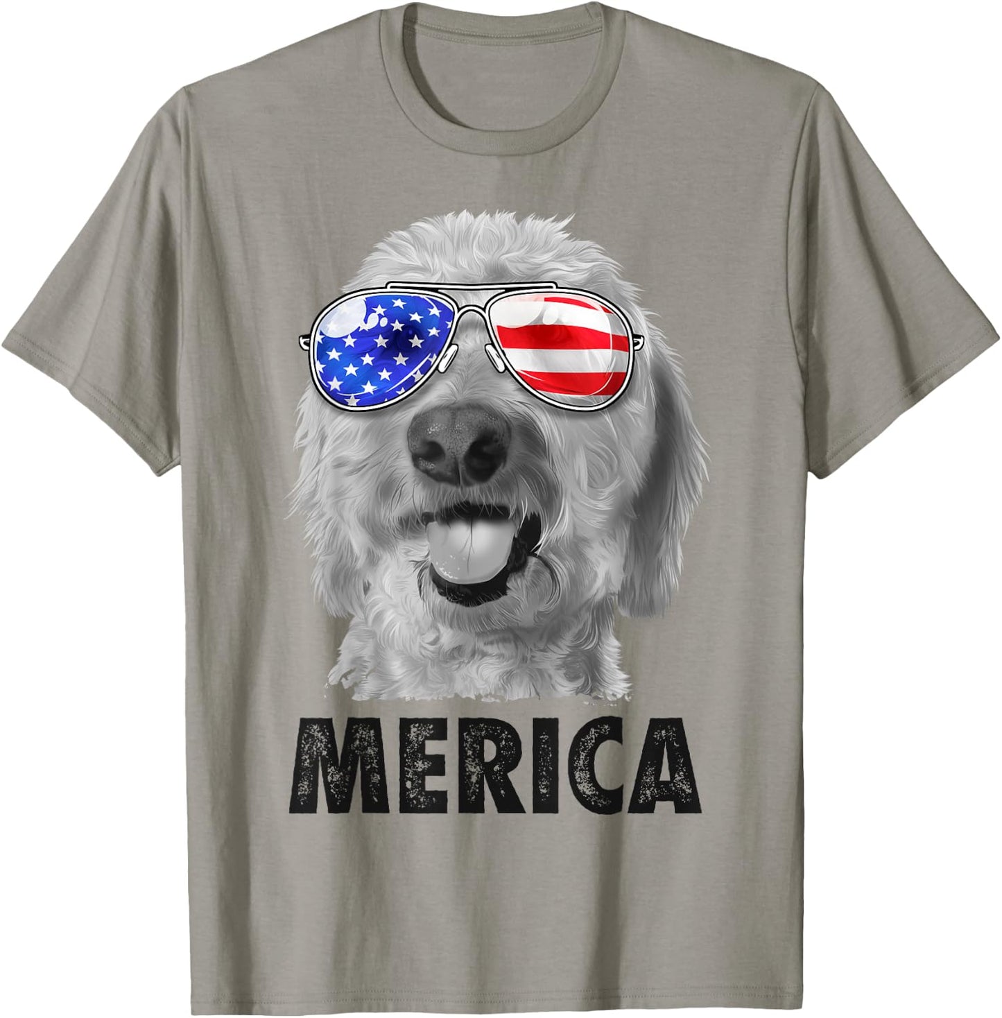 Goldendoodle Doodle 4th of July Merica Men USA American Flag T-Shirt - T-Shirt | Sand