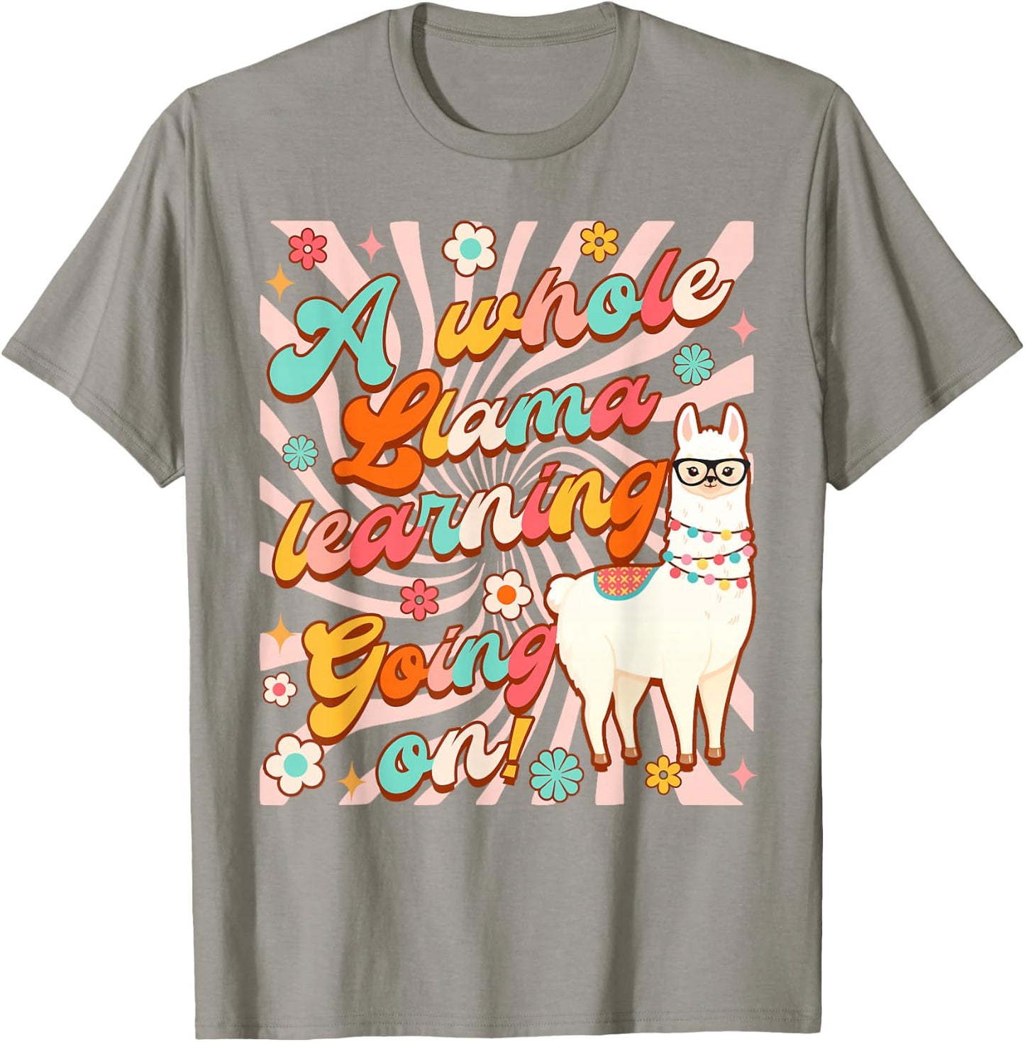 Llama Alpaca Teacher Teaching Whole Llama Learning Going On T-Shirt - T-Shirt | Sand