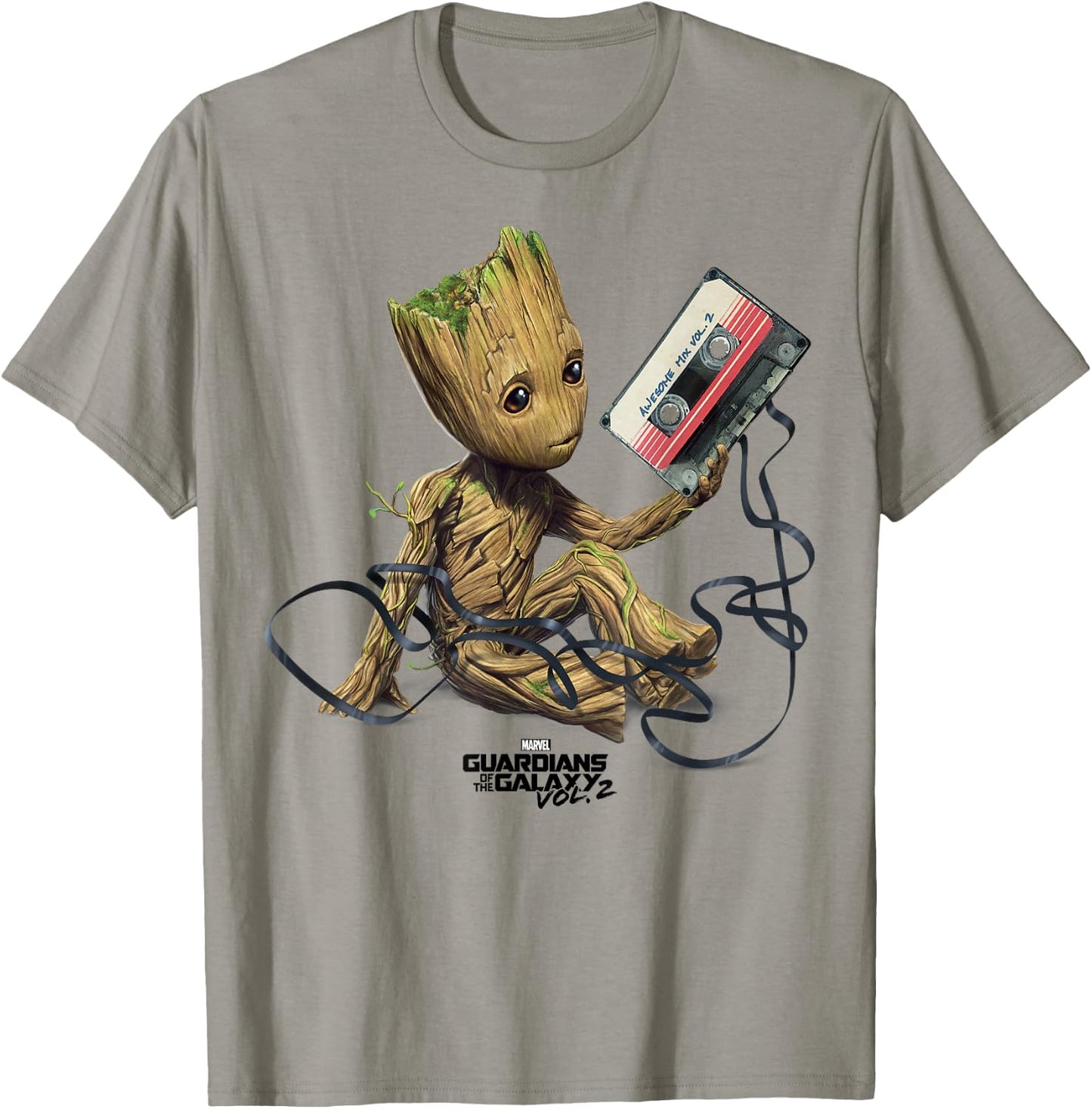Marvel Guardians of The Galaxy Vol. 2 Groot Tape Portrait T-Shirt - T-Shirt | Sand