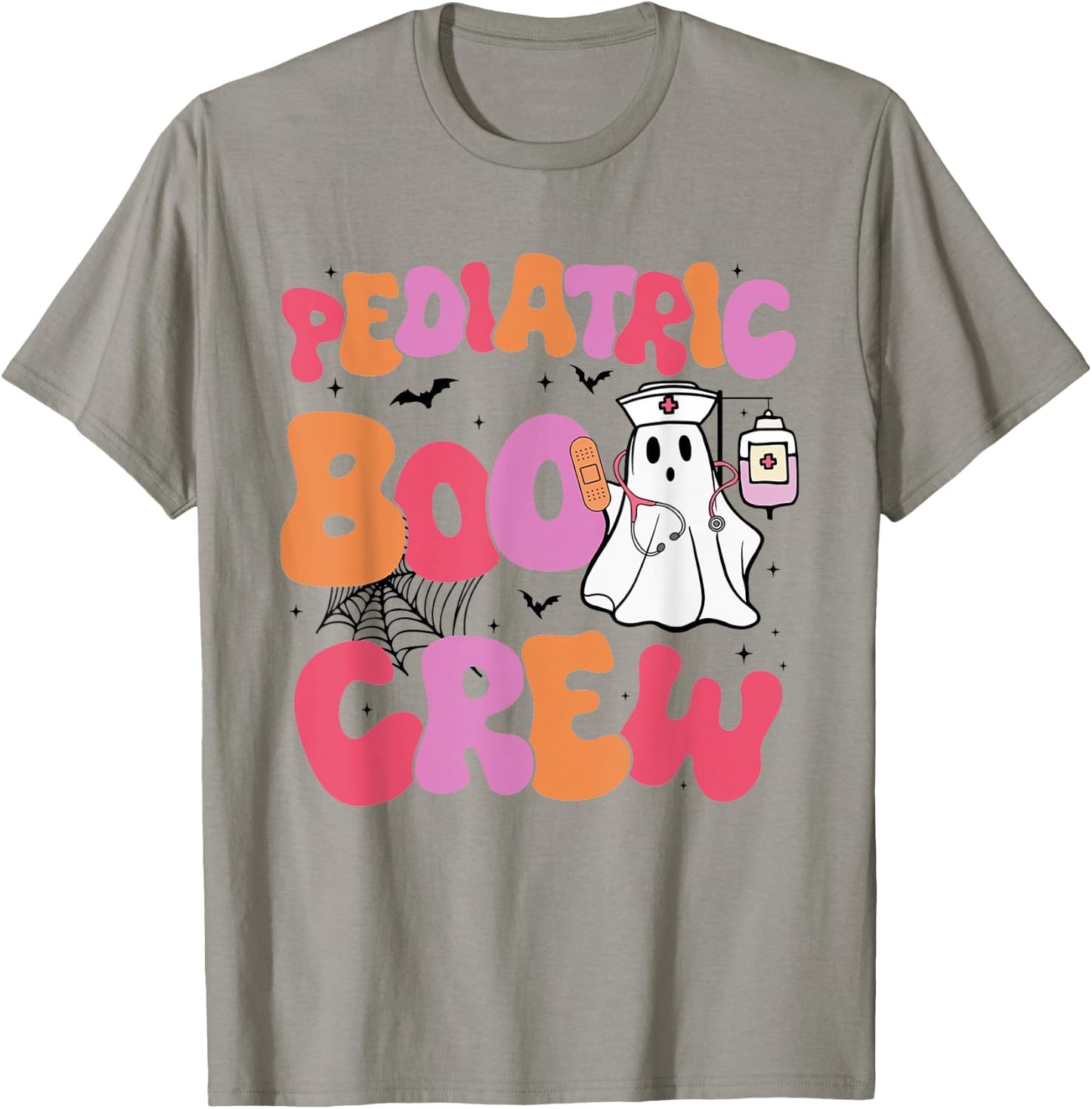 Pediatric Boo Crew Retro Halloween Ghosts Peds Nurse T-Shirt - T-Shirt | Sand
