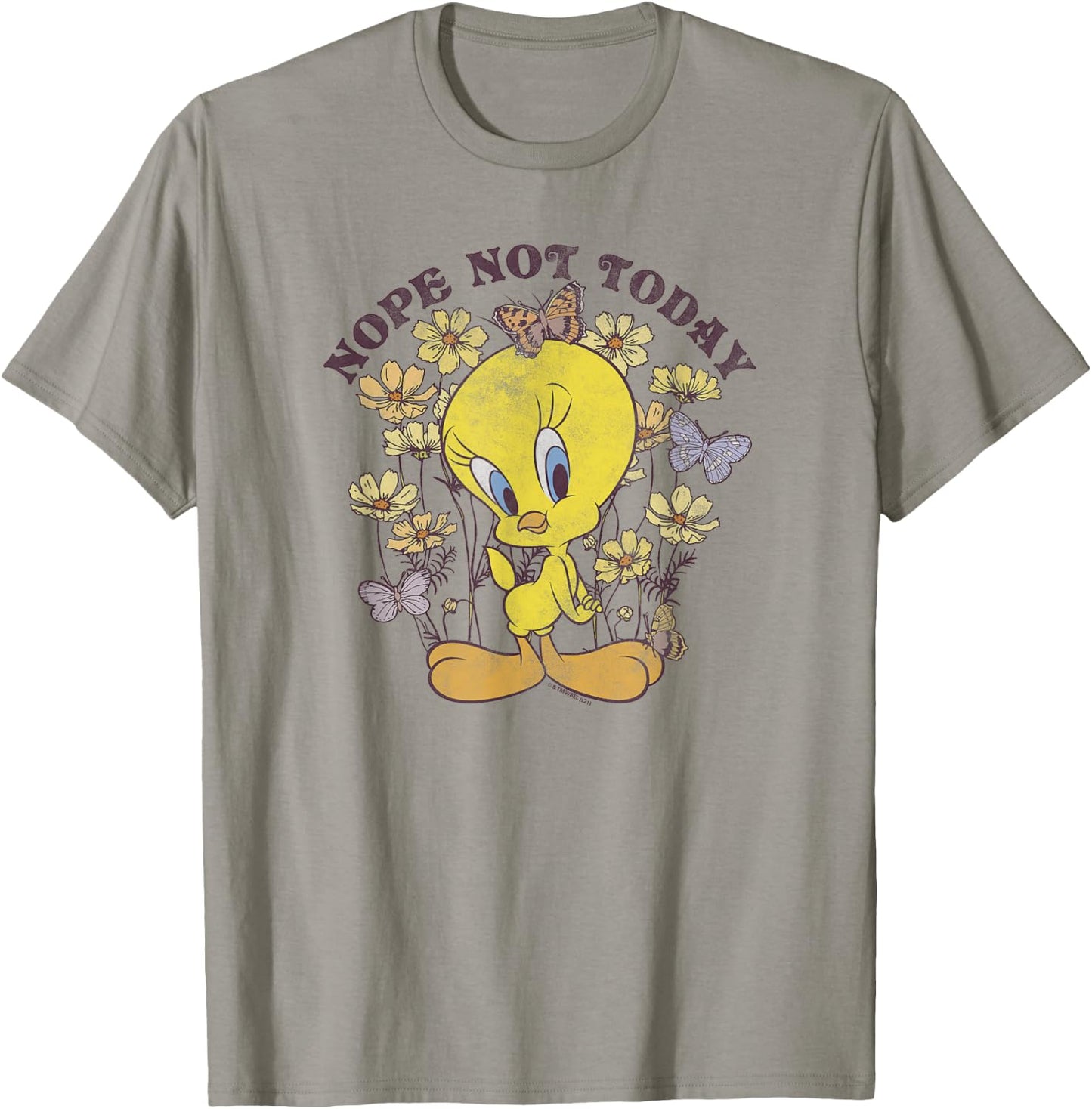 Looney Tunes Tweety Bird Floral Butterfly Nope Not Today T-Shirt - T-Shirt | Sand