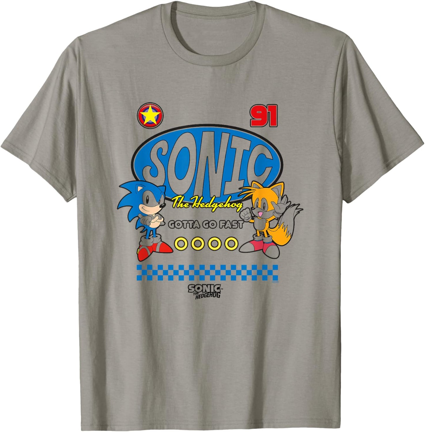 Sonic The Hedgehog Gotta Go Fast Sonic & Tails 91 Retro T-Shirt - T-Shirt | Sand