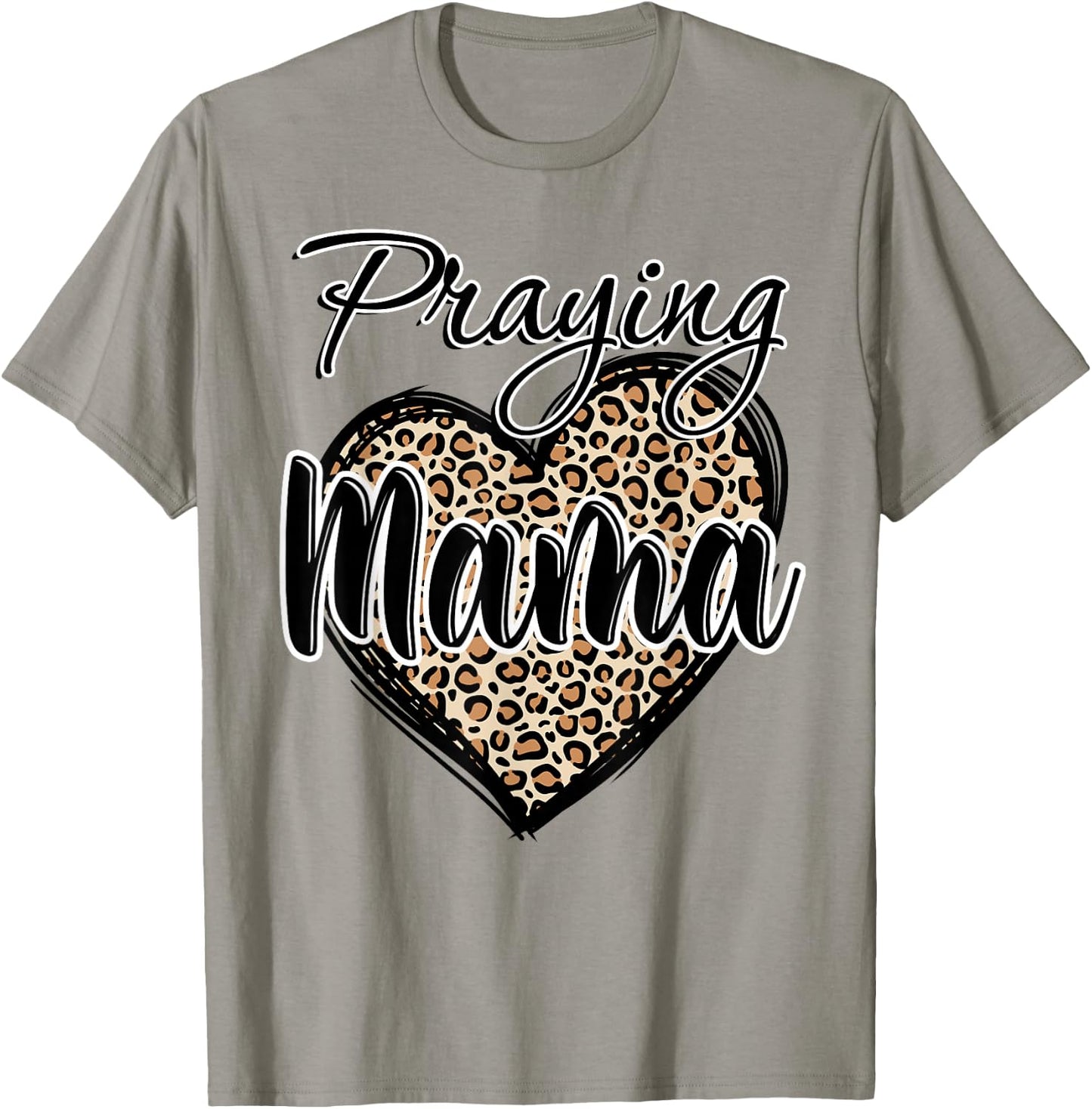 Praying Mama Christian Leopard print Heart Religious Jusus T-Shirt - T-Shirt | Sand