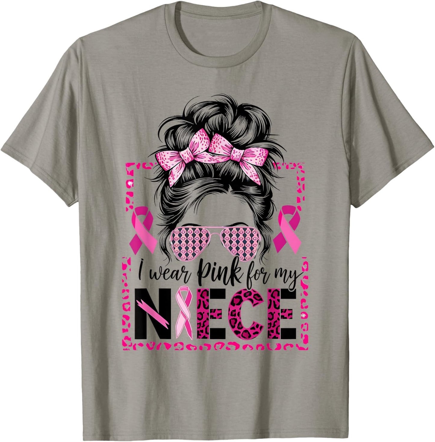 I Wear Pink for My Niece Breast Cancer Support T-Shirt - T-Shirt | Sand