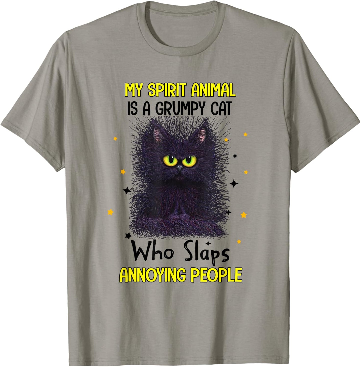 Vintage My Spirit Animal Is A Grumpy Funny Cat Men Women T-Shirt - T-Shirt | Sand