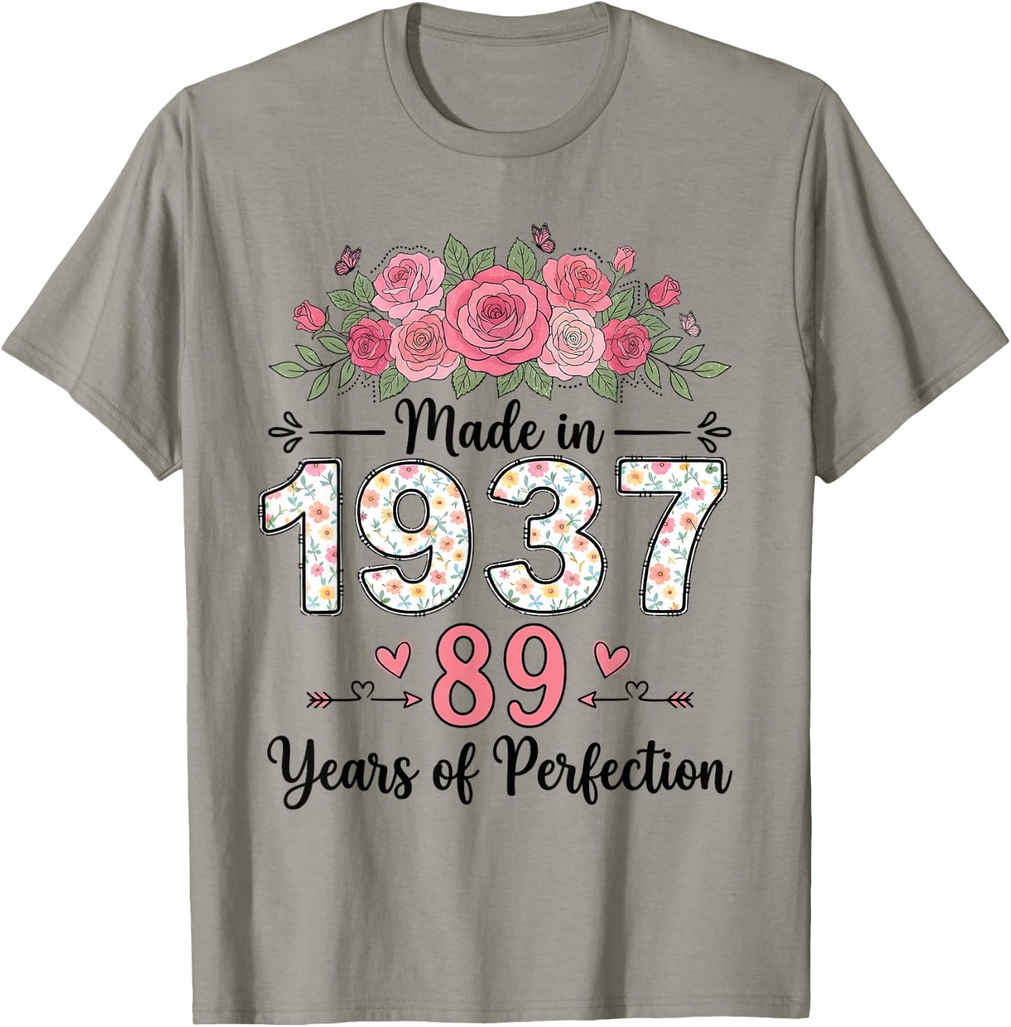 Hergestellt im Jahr 1937, Florale Geschenke zum 89. Geburtstag, Damen ab 89 Jahren T-Shirt - T-Shirt | Sand