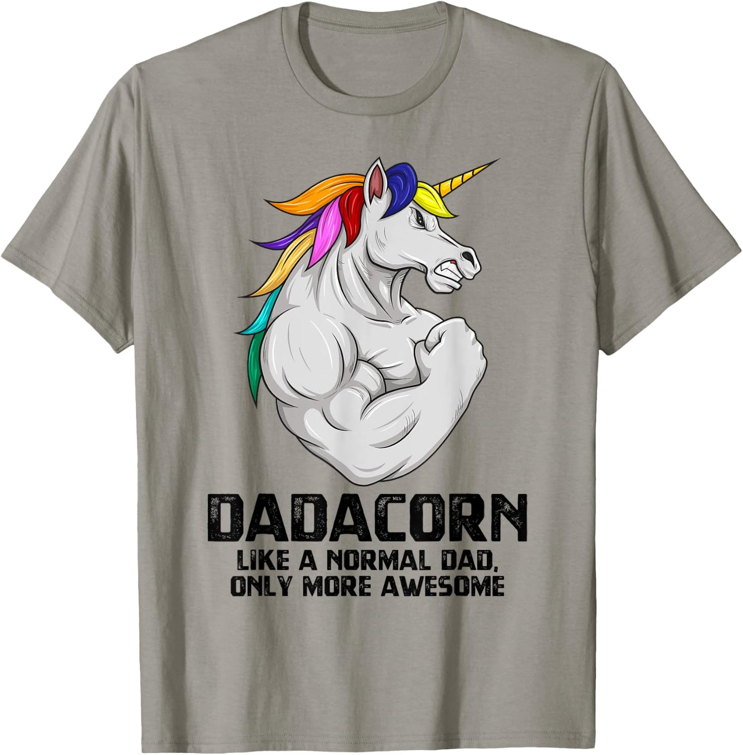 Dadacorn Muscle Dad Unicorn Fathers Day Funny Gift T-Shirt - T-Shirt | Sand