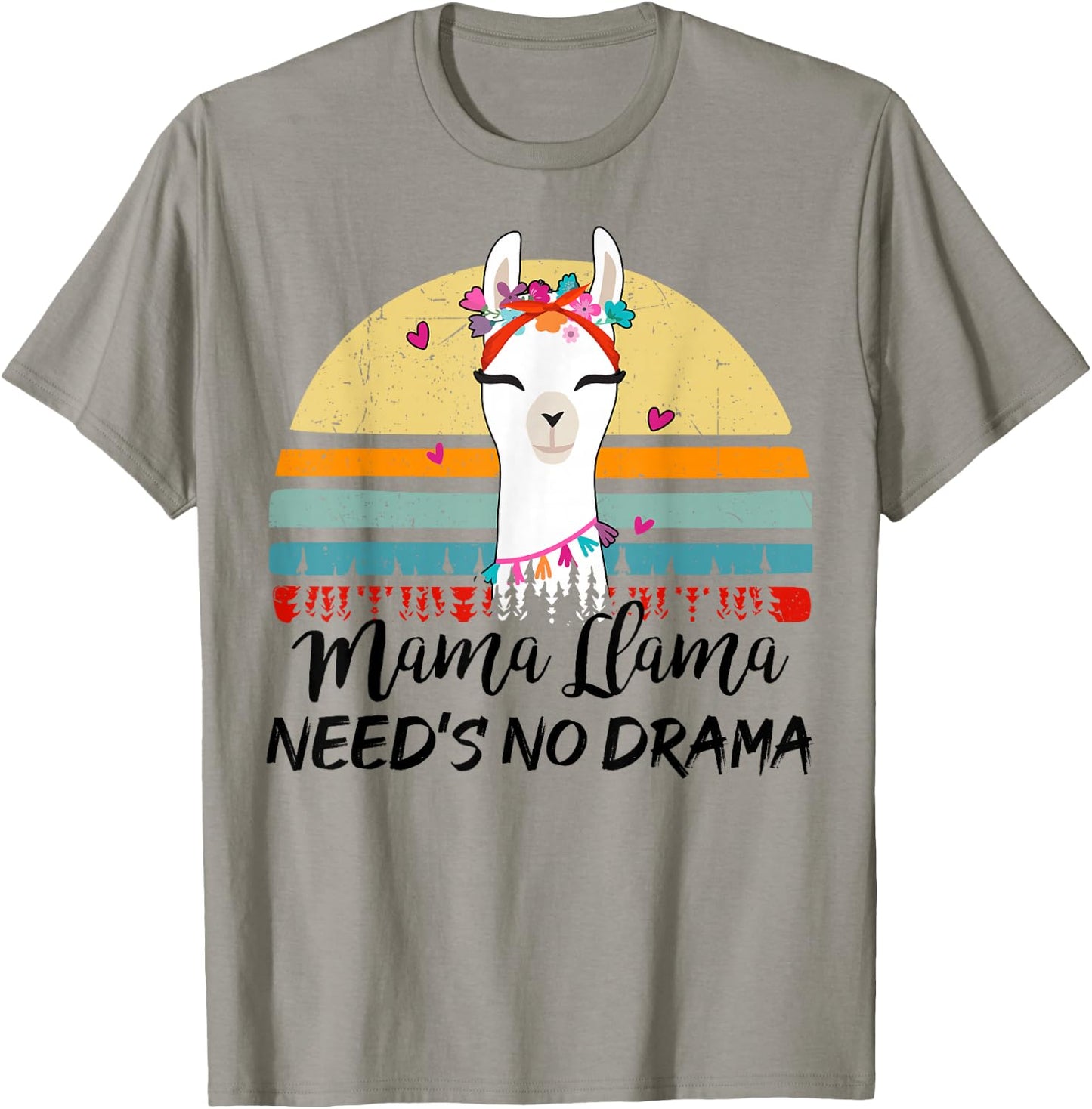 Llama-Shirt Mama-Llama Need No Drama Mothers Day Funny Women T-Shirt - T-Shirt | Sand