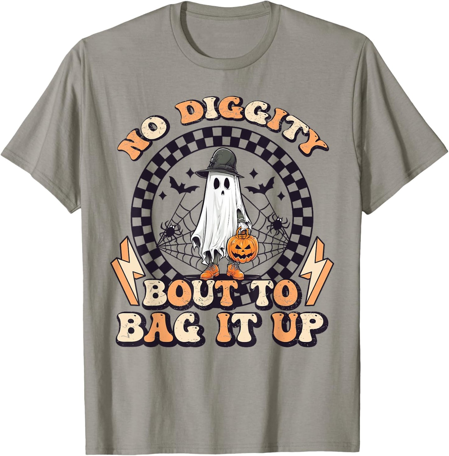 No Diggity Bout To Bag It Up Ghost Halloween T-Shirt - T-Shirt | Sand