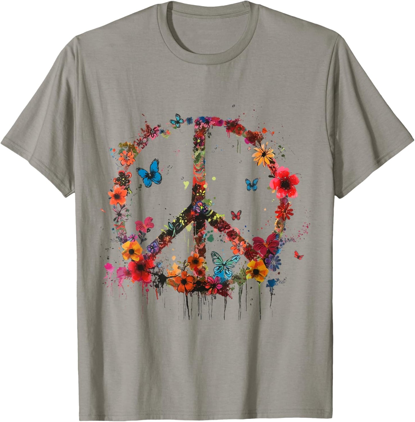 Peace Love Hippie Costume Peace Symbol 60s 70s , white, S T-Shirt - T-Shirt | Sand
