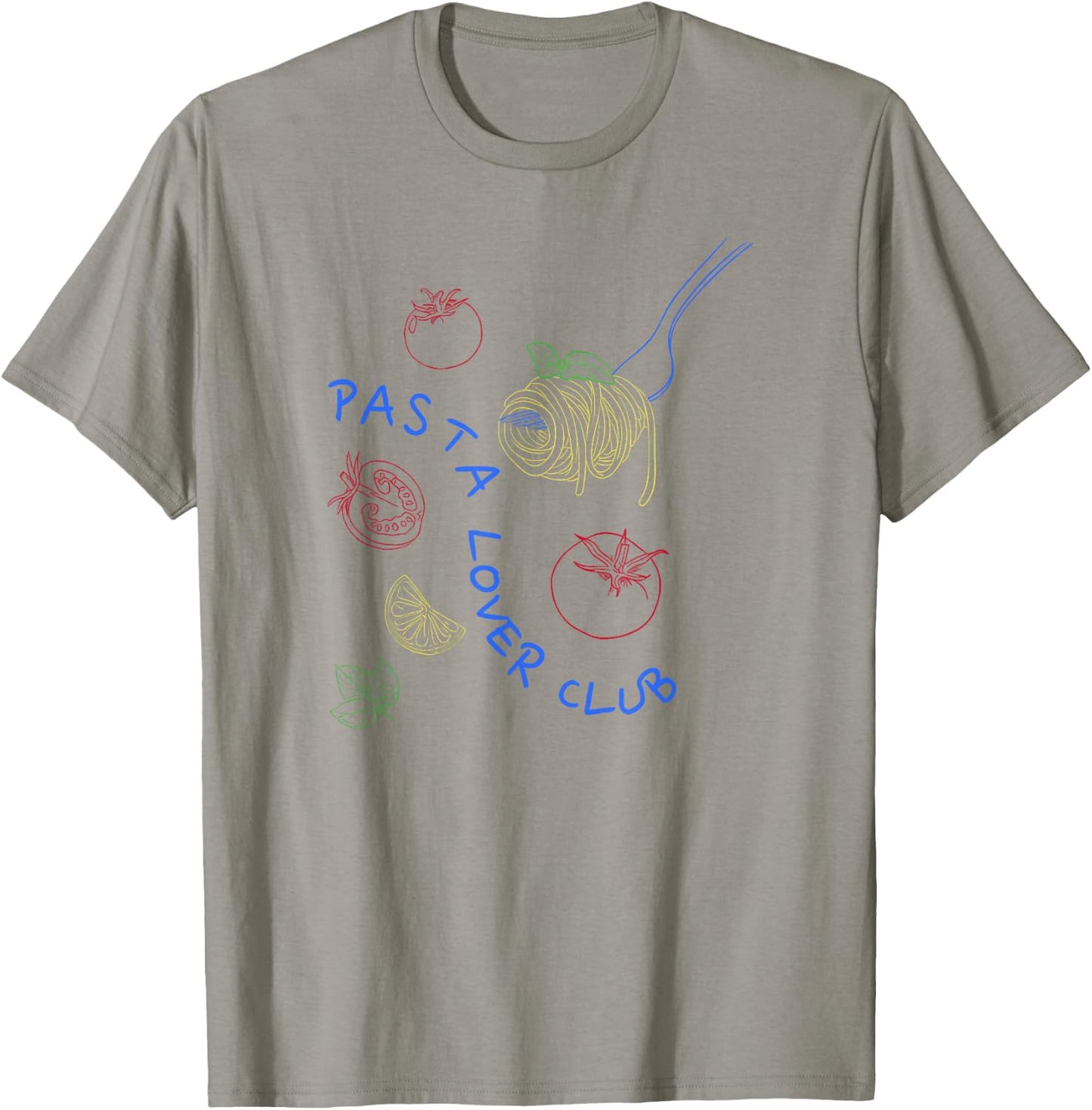 Funny Pasta Adults Pasta Lovers Club Culture Fans White Small Classic Fit Short Sleeve Letter Print T-Shirt - T-Shirt | Sand