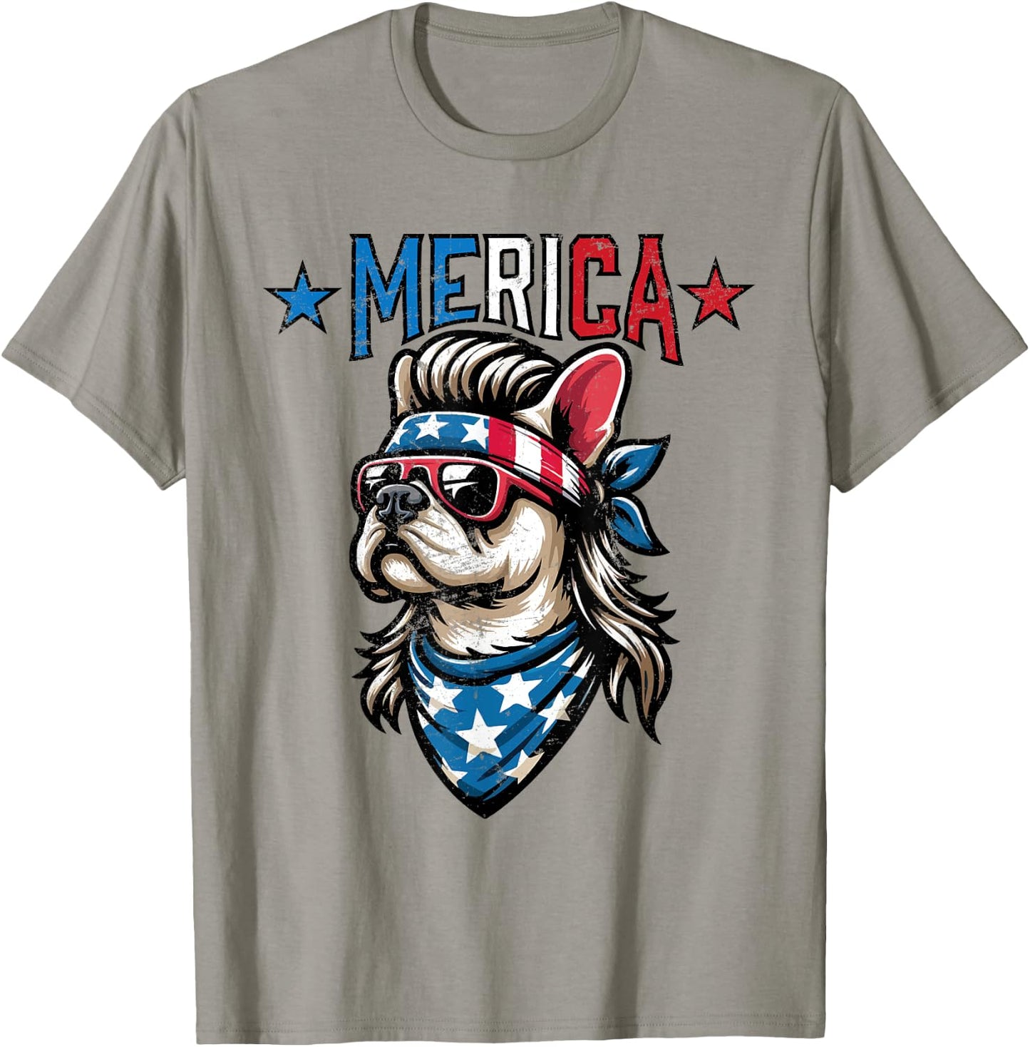 Patriotic French Bulldog - Merica T-Shirt - T-Shirt | Sand