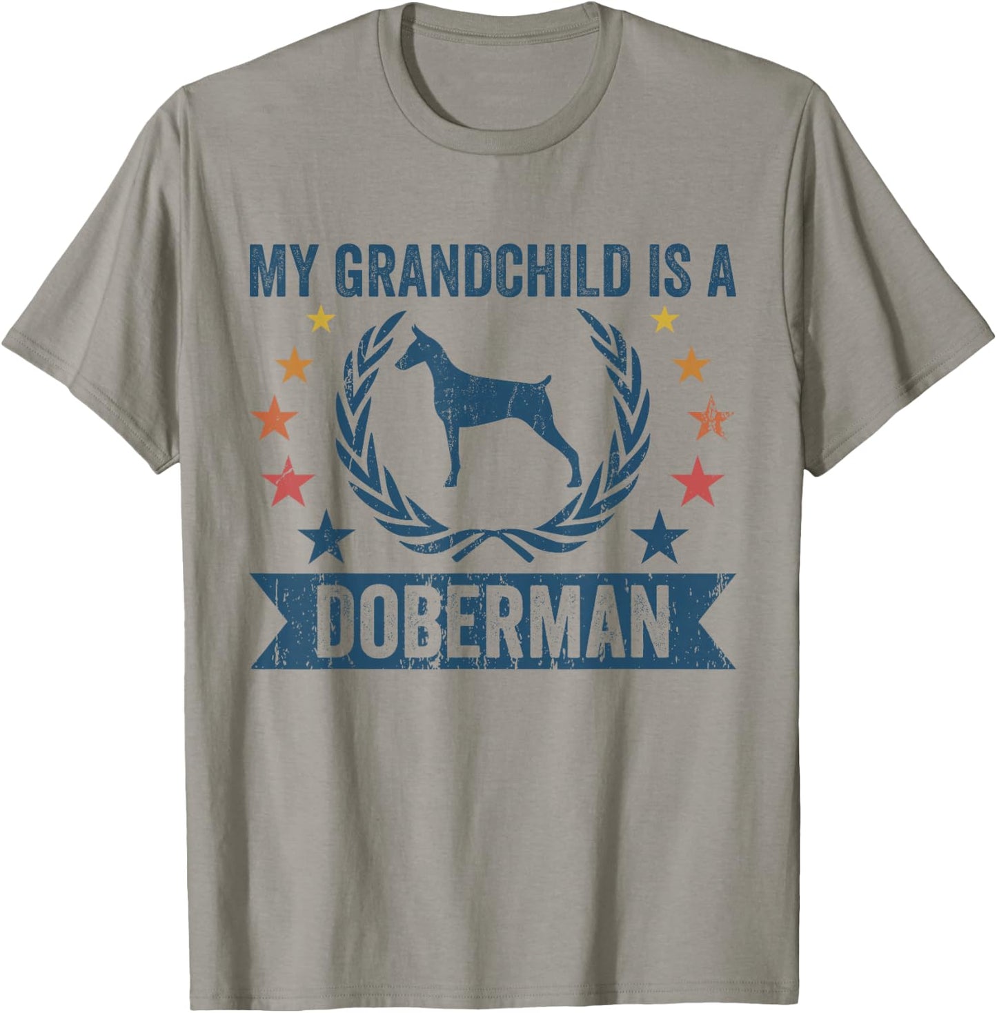 My Grandchild Is A Dog - Grandpa & Grandma Doberman T-Shirt - T-Shirt | Sand