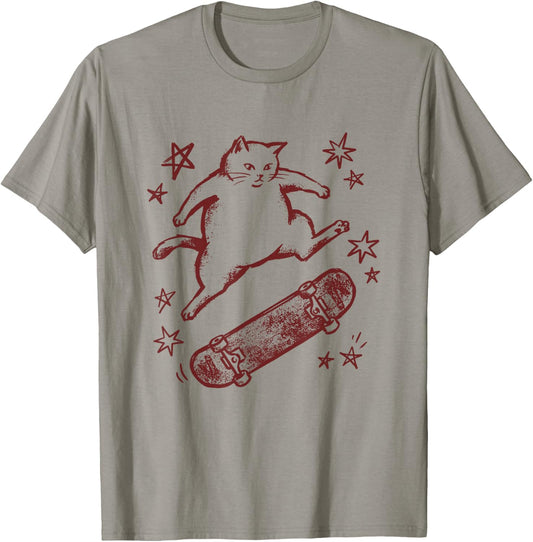 Skateboard Cat Y2K Skateboarding Men Women Boys Girls Kids T-Shirt - T-Shirt | Sand