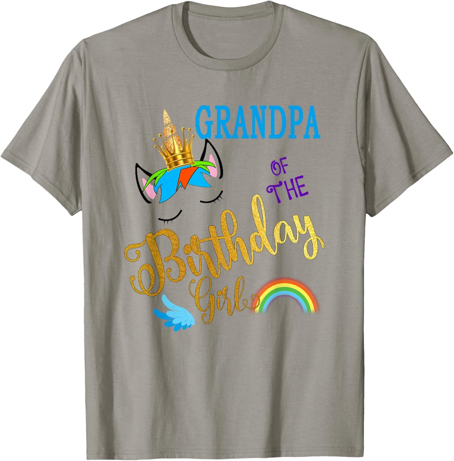 Grandpa of The Birthday for Girl Papa Unicorn First Birthday T-Shirt - T-Shirt | Sand
