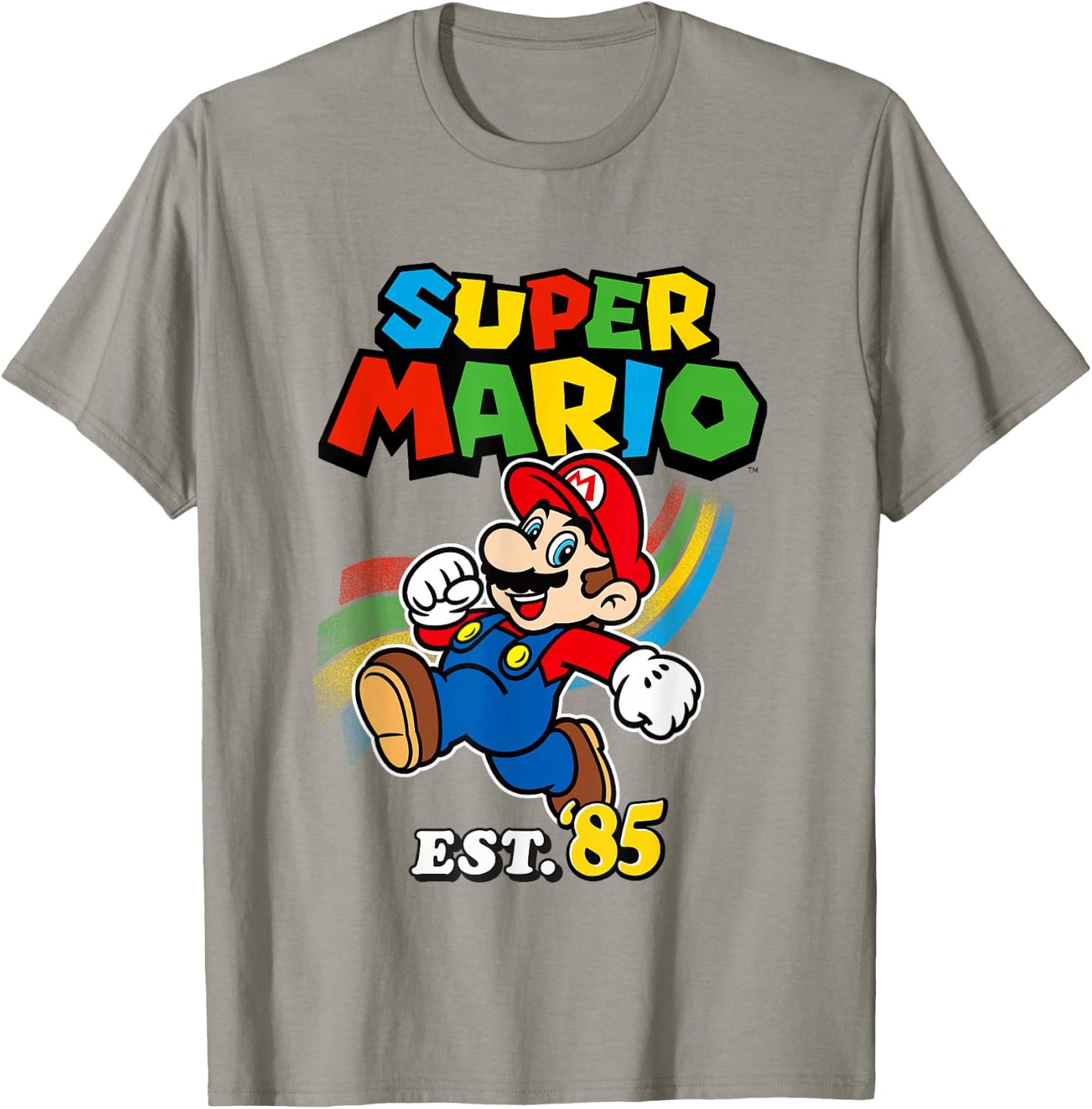 Super Mario Est. '85 Iconic Colorful Retro Big Chest Logo T-Shirt - T-Shirt | Sand