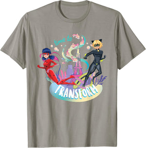 Miraculous Ladybug Cat Noir Aqua Summer Time to Transform T-Shirt - T-Shirt | Sand