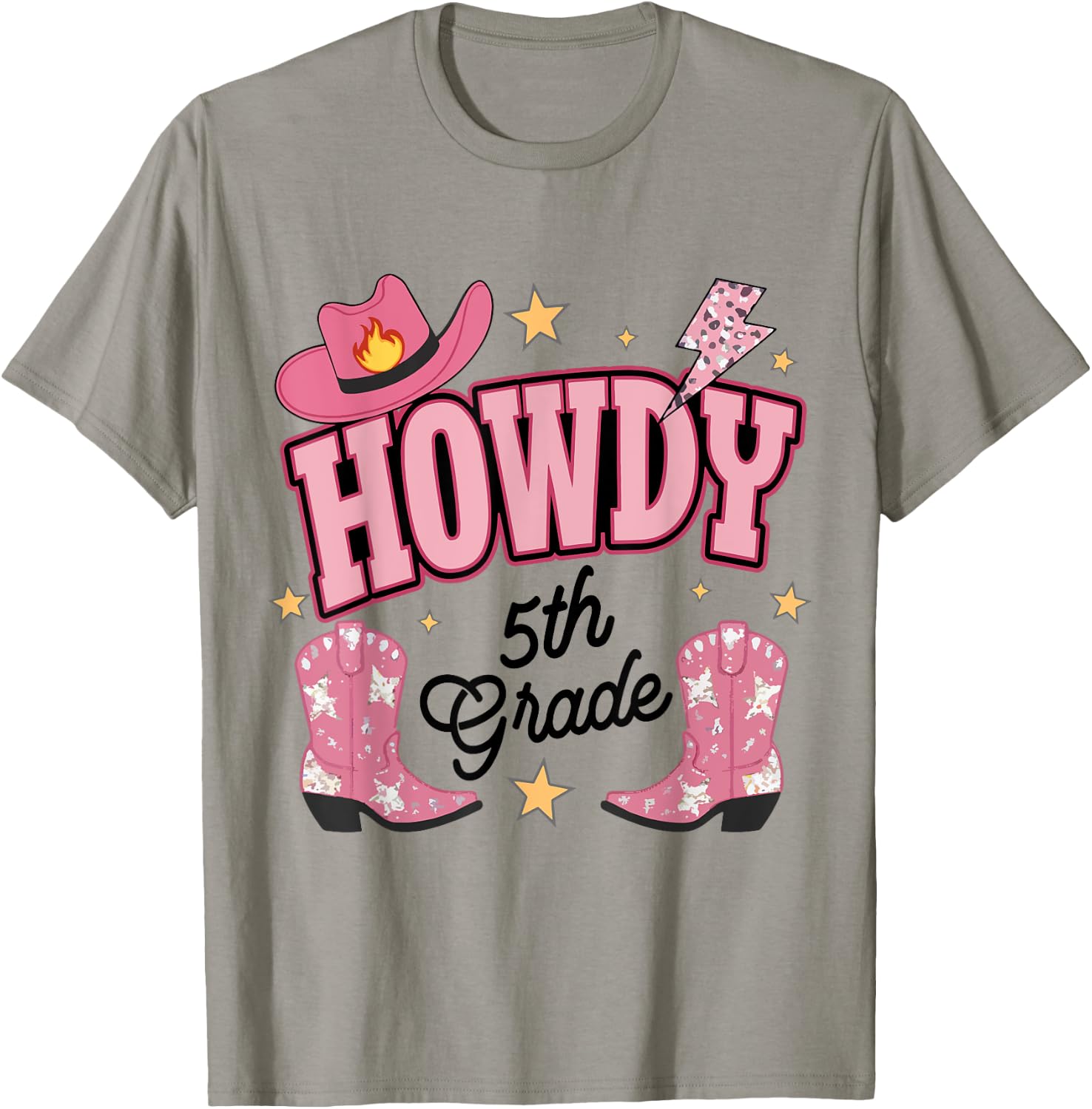 Western Howdy Fifth Grade Back To School 5th Grade Teacher Women Girls Kids T-Shirt - T-Shirt | Sand