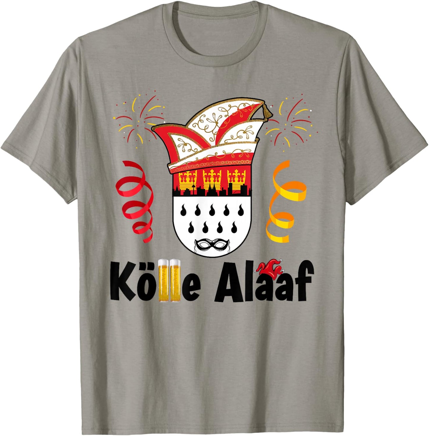 Cologne Cathedral Cologne Alaaf Confetti Carnival , White T-Shirt - T-Shirt | Sand