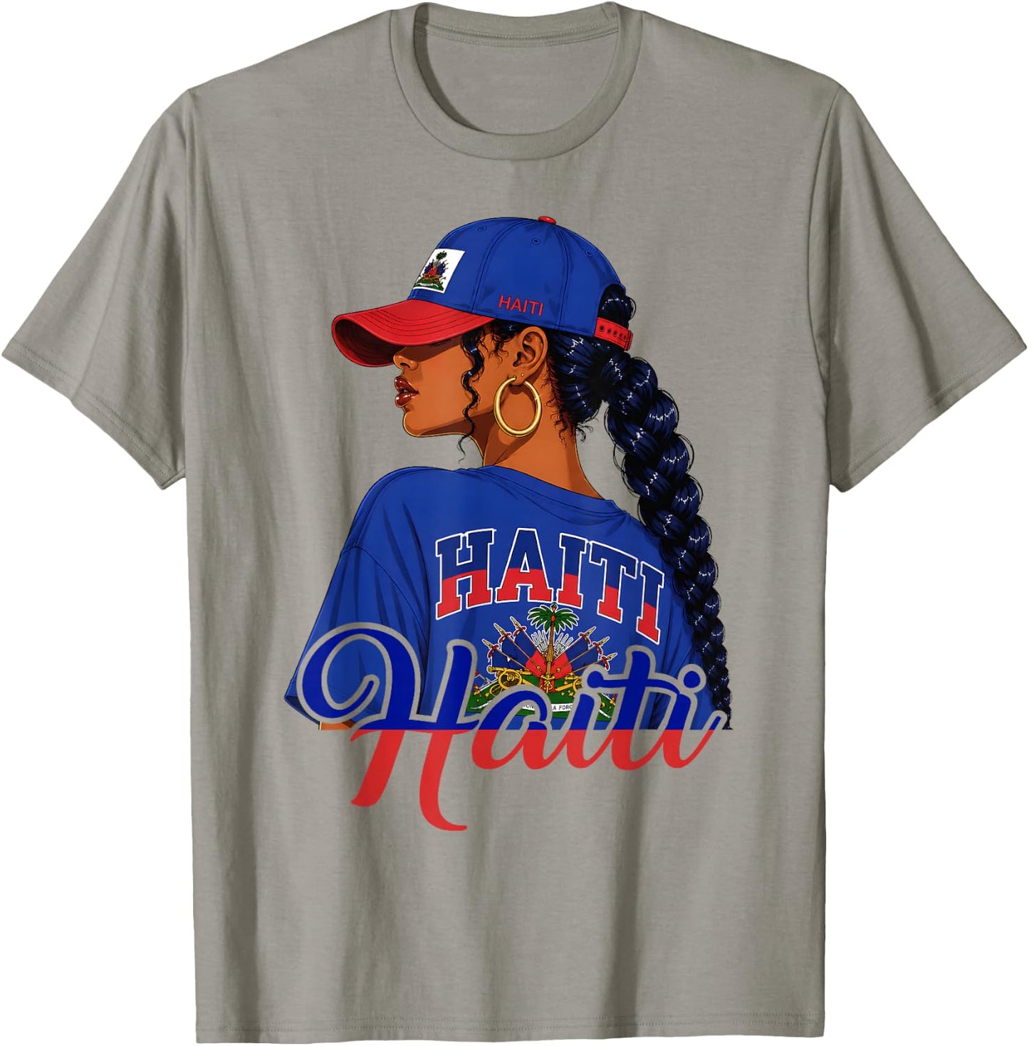 Haitian Girl Haiti Flag Proud Haitienne Afro Women Haiti T-Shirt - T-Shirt | Sand