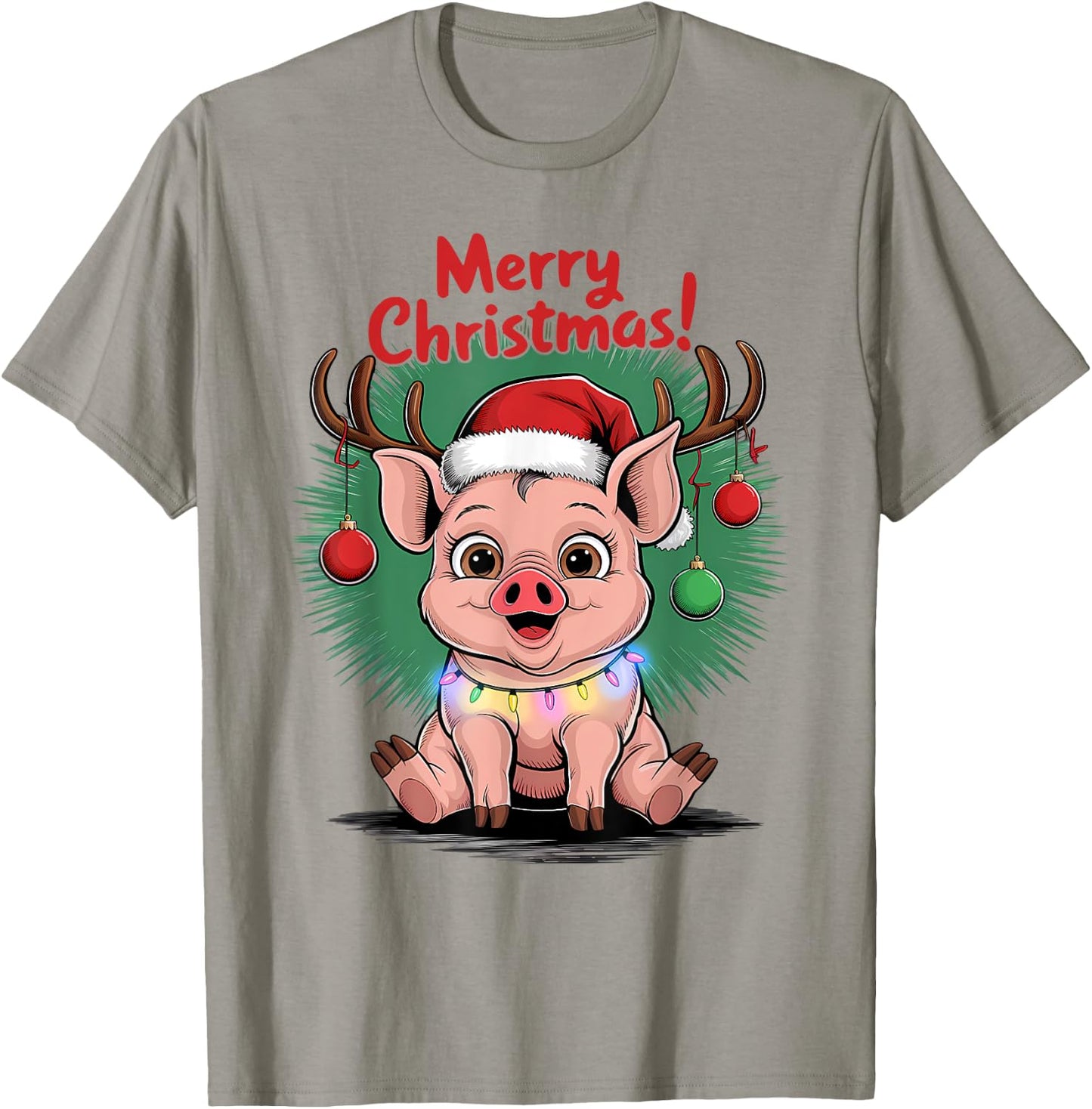 Pig Christmas Jumper, Merry Christmas Cute Funny Pigs T-Shirt - T-Shirt | Sand