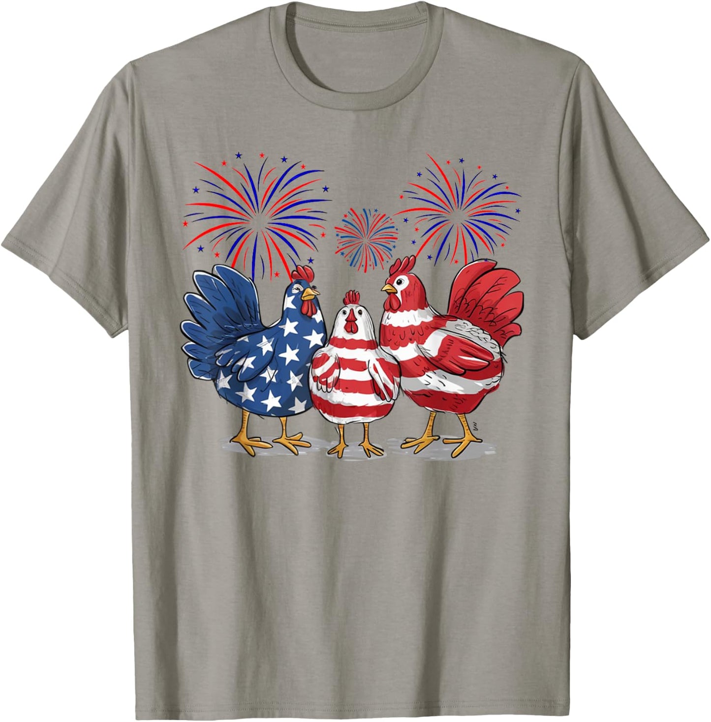 Funny 4th of July chicken Women Girls Patriotic Chicken T-Shirt - T-Shirt | Sand