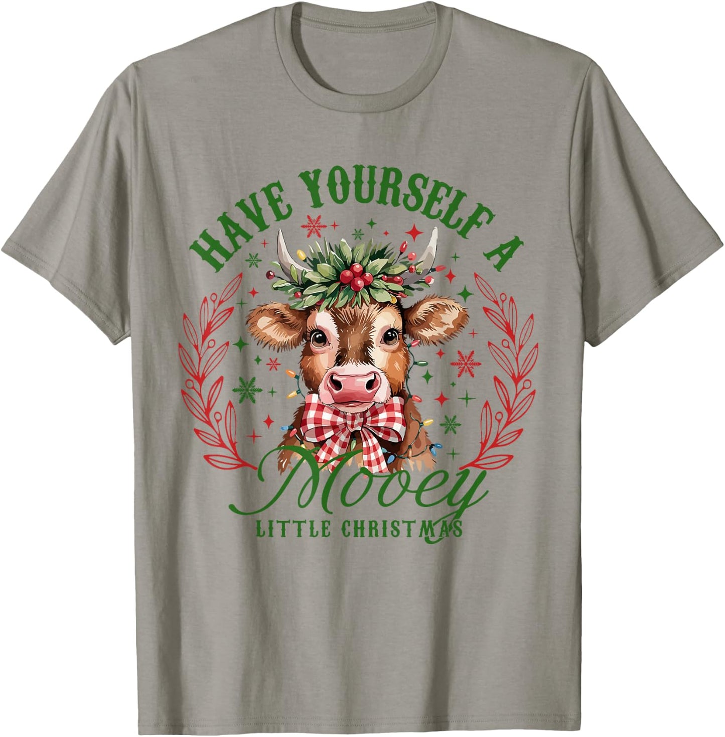 Have Yourself A Mooey Little Christmas Highland Cow Western T-Shirt - T-Shirt | Sand