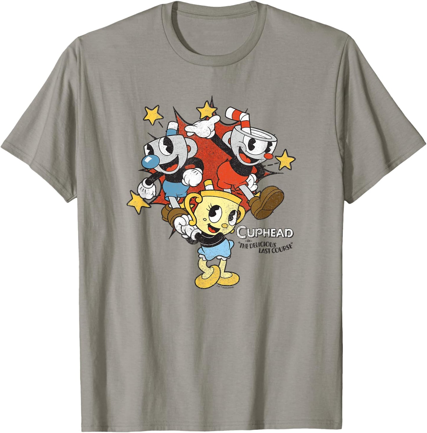 Cuphead: The Delicious Last Course Characters Group Shot T-Shirt - T-Shirt | Sand