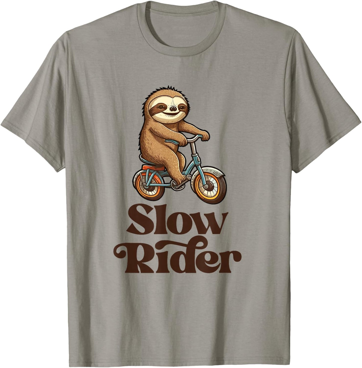 Slow Rider Sloth Riding Bike T-Shirt - T-Shirt | Sand