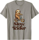 Slow Rider Sloth Riding Bike T-Shirt - T-Shirt | Sand