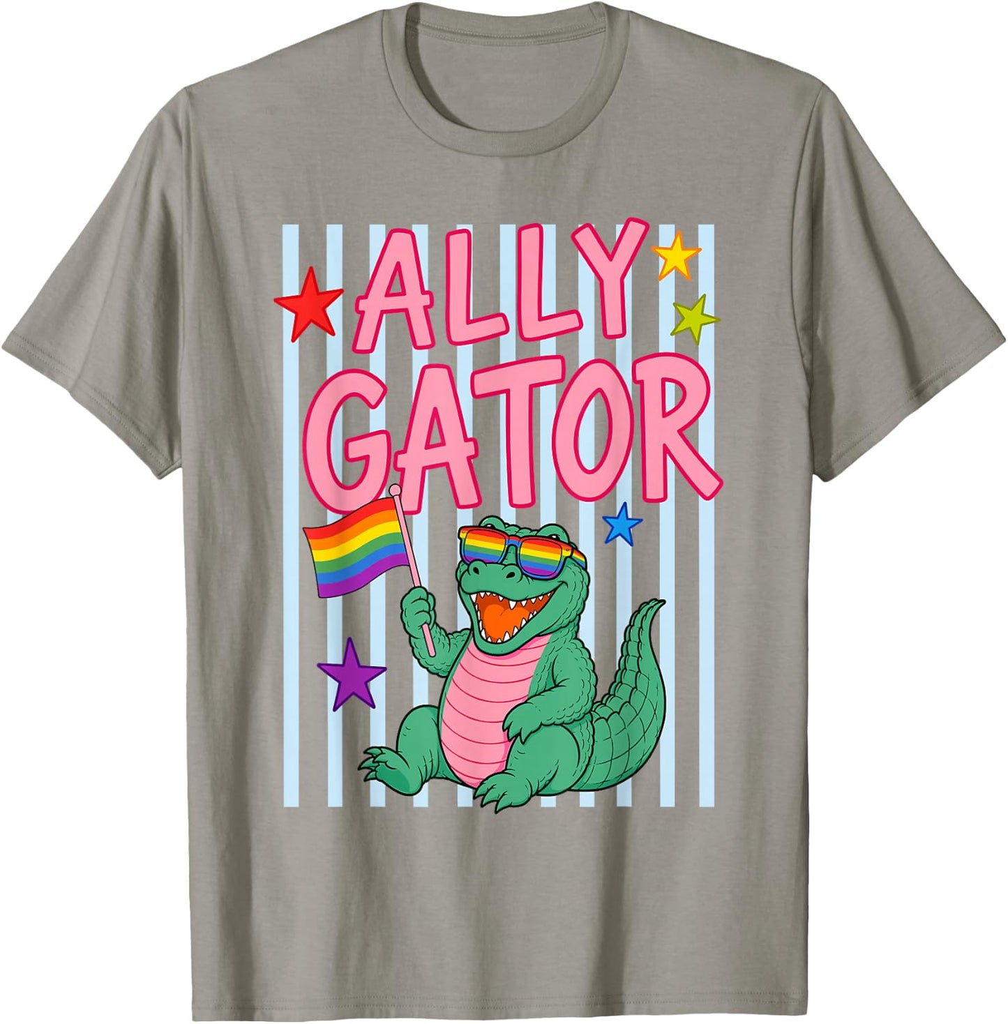 Ally Gator Pride Month Rainbow Flag Gay LGBT Ally Alligator T-Shirt - T-Shirt | Sand